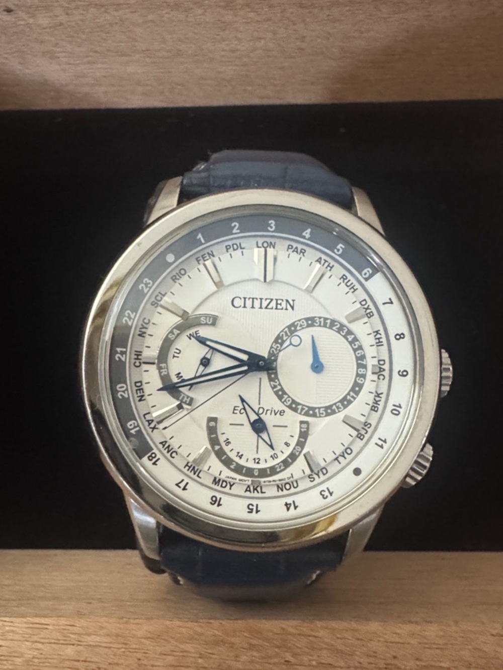 Citizen Silver Dial Watch with Blue Leather Strap